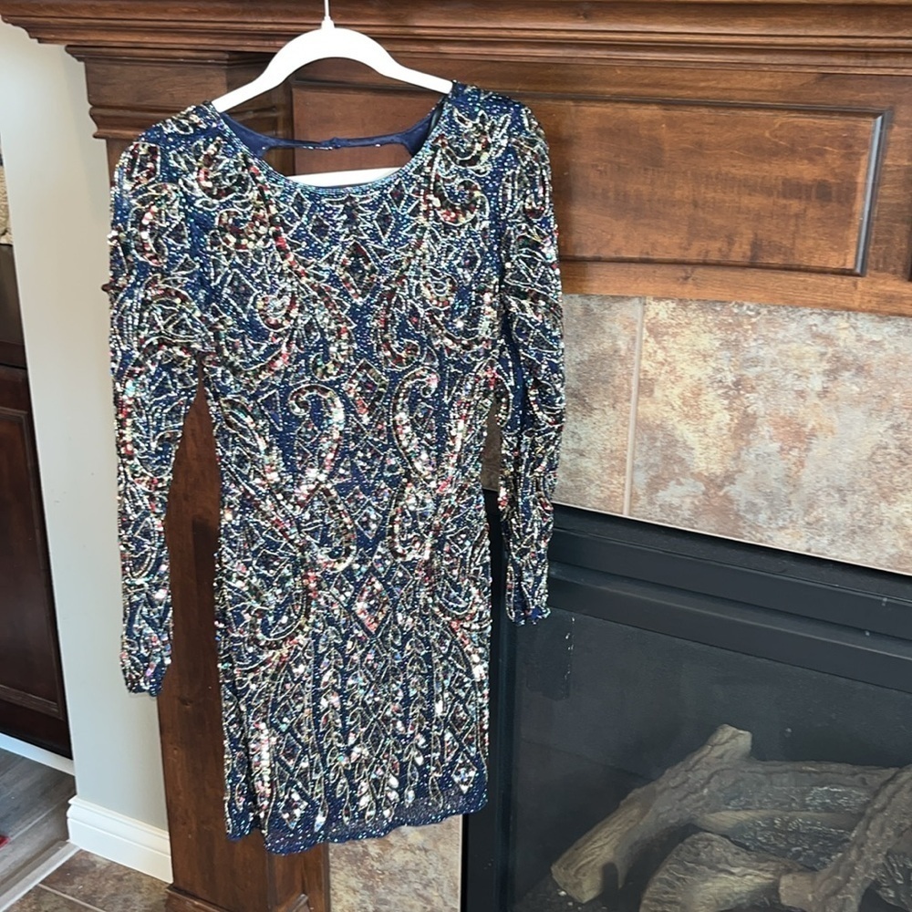 Exquisite fully beaded PRIMAVERA COUTURE long sleeve mini dress formal size 6 - Picture 13 of 16